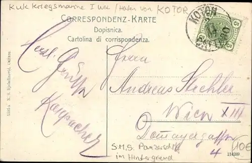 Ak Kotor Cattaro Montenegro, Blick auf den Ort