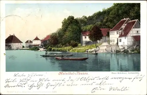 Ak Hausen Bad Staffelstein am Main Oberfranken, Ruderboote auf dem Main