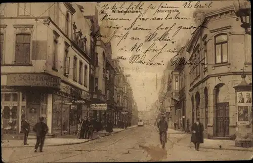 Ak Wilhelmshaven an der Nordsee, Partie in der Marktstraße, Schuhwarenhandlung