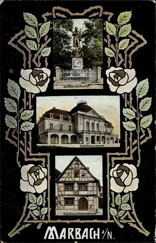 Jugendstil Ak Marbach am Neckar, Schillerhaus, Schillermuseum, Schillers Geburtshaus