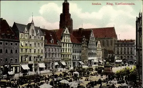 Ak Wrocław Breslau Schlesien, Ring, Kurfürstenseite