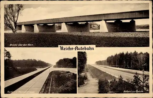 Ak Mainkur Fechenheim Frankfurt am Main, Autobahn, Brücke, Mainzerstraße
