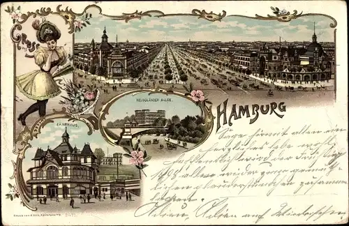 Litho Hamburg St. Pauli, Fährhaus, Helgoländer Allee