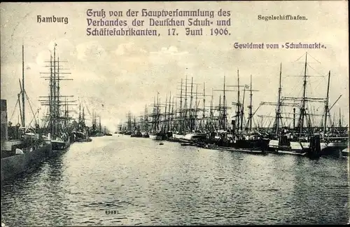 Ak Hamburg, Segelschiffhafen, Hauptversammlung der Schuh- und Schäftefabrikanten 1906