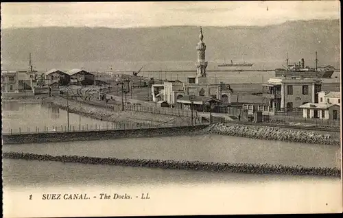 Ak Suez Ägypten, Canal, The Docks