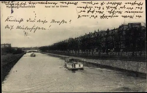 Ak Hamburg Hohenfelde, Kanal bei der Ellenau