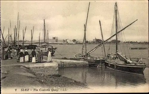 Ak Suez Ägypten, Quai de la Douane