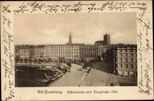 Ak Hamburg Mitte Altstadt, Alsterdamm und Bergstraße 1868