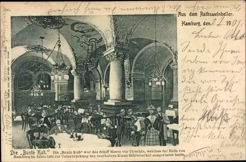Ak Hamburg, Ratsweinkeller Die Bunte Kuh