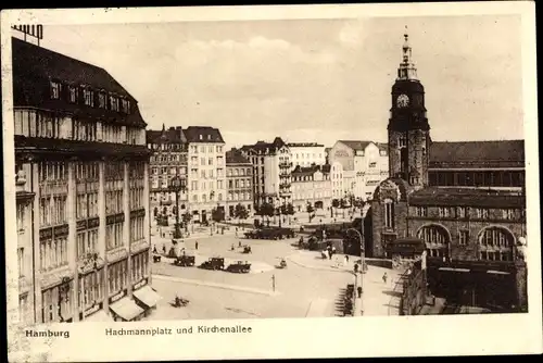 Ak Hamburg St. Georg, Hachmannplatz und Kirchenallee