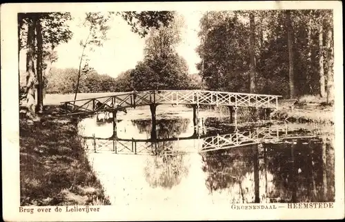 Ak Heemstede Nordholland Niederlande, Brug over de Lelievijver, Groenendaal