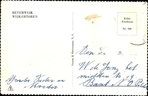 Ak Beverwijk Nordholland Niederlande, Wijkertoren