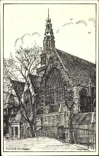 Künstler Ak Amsterdam Nordholland Niederlande, Oude Kerk