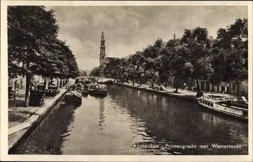 Ak Amsterdam Nordholland Niederlande, Prinsengracht met Westertoren