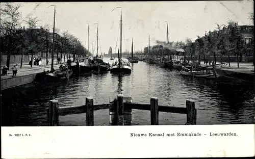 Ak Leeuwarden Friesland Niederlande, Nieuwe Kanaal met Emmakade