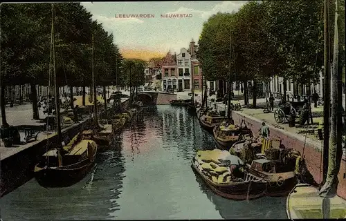 Ak Leeuwarden Friesland Niederlande, Nieuwstad, Boote