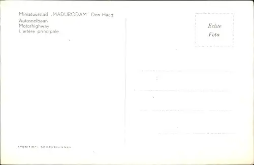 Ak Den Haag Südholland Niederlande, Miniatuurstad Madurodam, Autosnelbaan
