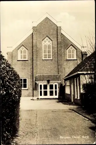 Ak Bergum Burgum Friesland Niederlande, Geref. Kerk