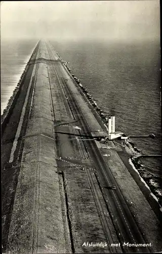 Ak Niederlande, Afsluitdijk met Monument