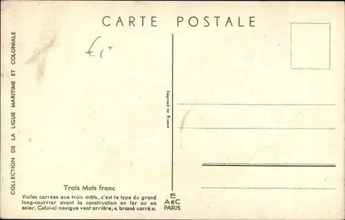 Künstler Ak Haffner, Segelschiff, Trois Mats franc
