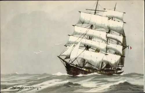 Künstler Ak Haffner, L., Trois Mâts barque, Segelschiff