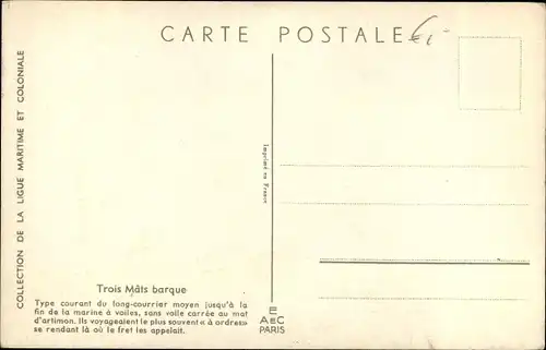 Künstler Ak Haffner, L., Trois Mâts barque, Segelschiff