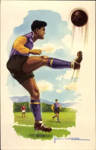 Künstler Ak Massa, Jean, Fußballer tritt gegen den Ball