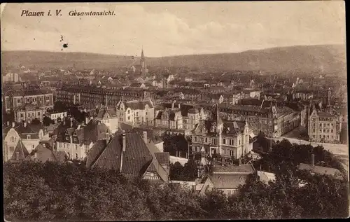 Ak Plauen im Vogtland, Totalansicht von Ort, Kirche