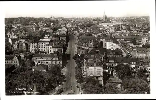 Ak Plauen im Vogtland, Blick vom Rathausturm, Totalansicht vom Ort