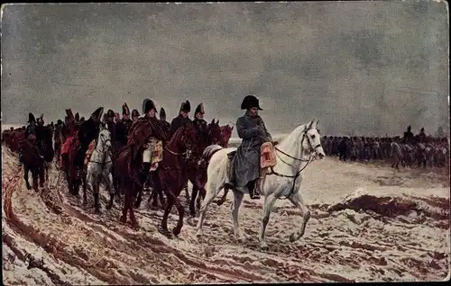 Künstler Ak Meissonier, E., Napoleon reitet in die Schlacht 1814
