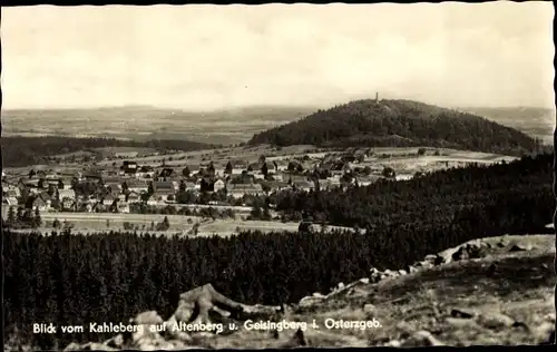 Ak Altenberg im Erzgebirge, Blick vom Kahleberg auf Altenberg und Geisingberg