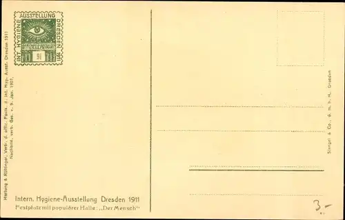 Ak Dresden Altstadt, Int. Hygieneausstellung 1911, Festplatz, Halle Der Mensch, Besucher, Laternen