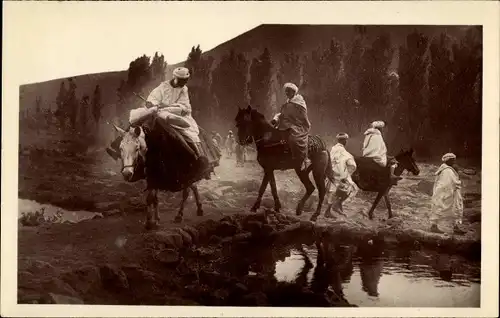 Ak Scenes et Types, En route pour le Souk, arabische Reiter