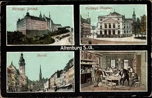 Ak Altenburg in Thüringen, Schloss, Herzogl. Theater, Markt, Skat