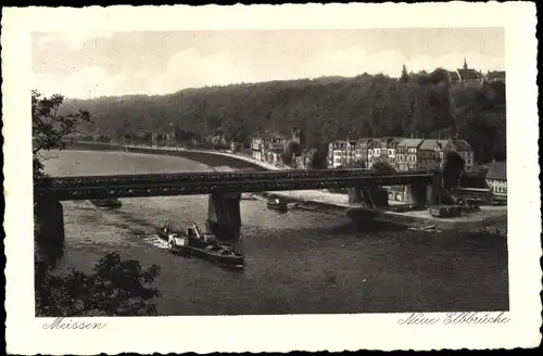 Ak Meißen Sachsen, neue Elbbrücke, Dampfer