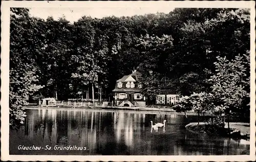 Ak Glauchau Sachsen, Parkschänke Gründelhaus, Gondelteich