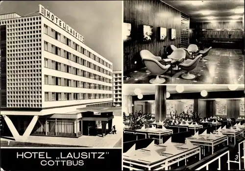 Ak Cottbus in der Niederlausitz, Hotel Lausitz, Empfangshalle, Restaurant