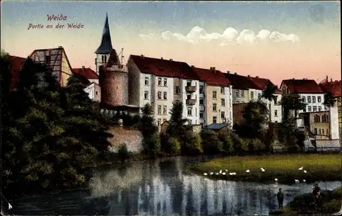 Ak Weida in Thüringen, Partie an der Weida