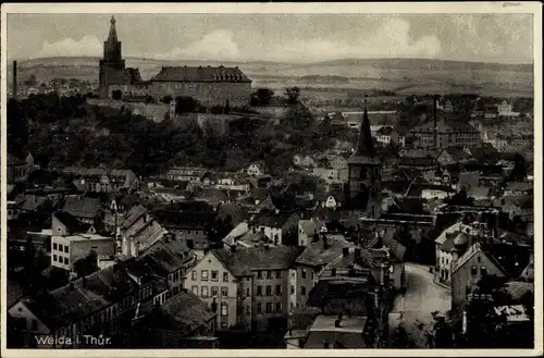 Ak Weida in Thüringen, Panorama vom Ort, Schloss Osterburg