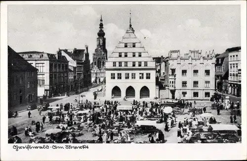 Ak Hansestadt Greifswald, Marktplatz, Rathaus