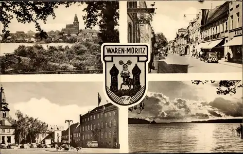 Wappen Ak Waren an der Müritz, Heimatmuseum, Straßenpartie, See, Rathaus