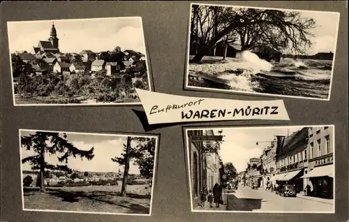 Ak Waren an der Müritz, Teilansicht, Straßenpartie