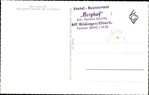 Ak Büdingen in Hessen, Hotel Restaurant Berghof