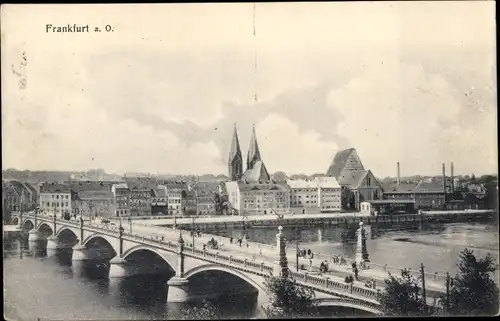 Ak Frankfurt an der Oder, Stadtansicht, Brücke, Kirchtürme