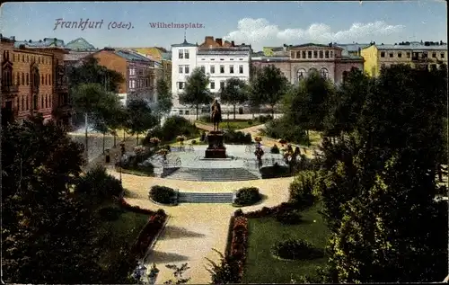 Ak Frankfurt an der Oder, Wilhelmsplatz, Denkmal