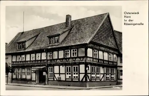 Ak Osterwieck am Harz, in der Rössingstraße, Fachwerkhaus