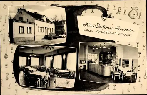 Ak Schwerin im Landkreis Dahme Spreewald, HO Gasthaus Dorfkrug, Innenansichten