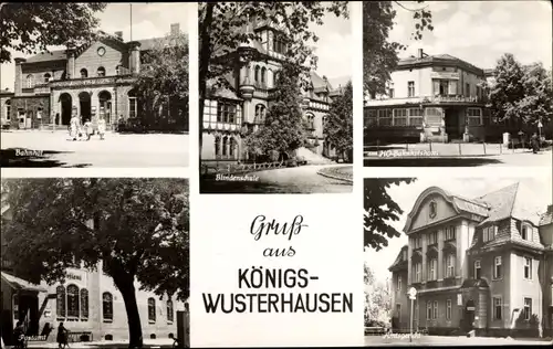 Ak Königs Wusterhausen in Brandenburg, Bahnhof, Amtsgericht, Postamt, HO Bahnhofshotel