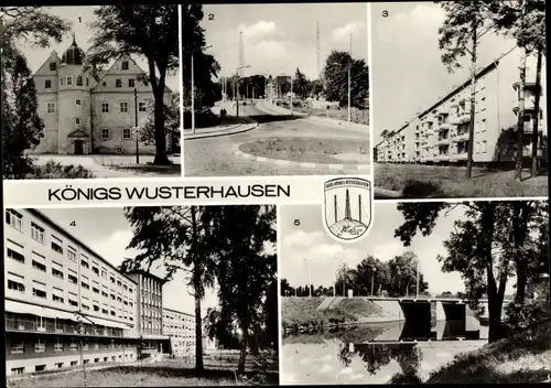 Ak Königs Wusterhausen in Brandenburg, Schloss, Puschkinstraße, Goethestraße, Kreiskrankenhaus