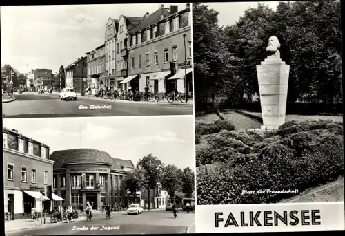 Ak Falkensee im Havelland, am Bahnhof, Platz der Freundschaft, Straße der Jugend